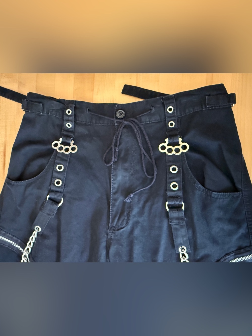 Tripp NYC Vintage Y2K Goth Punk Bondage Cargo Pants Chain Zippers Studs M *EUC* - Picture 4 of 13